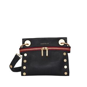 Hammitt Tony Signature Sml Black Crossbody Bag with Gold and Red Details